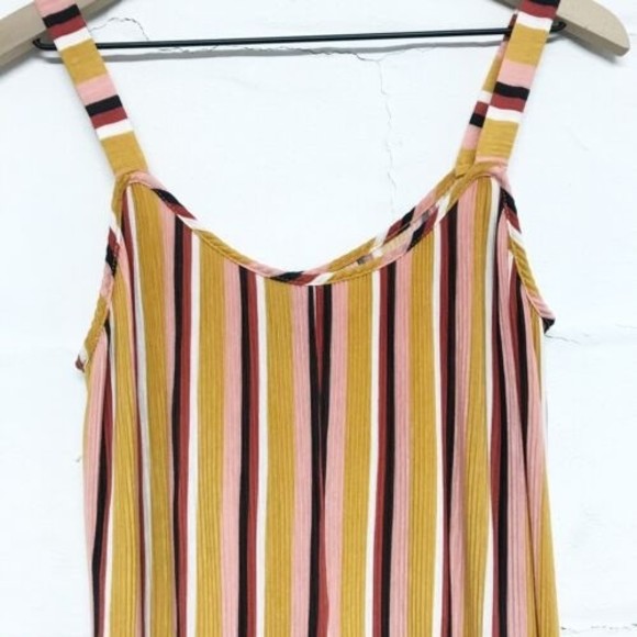 Wild Fable Size Medium Sleeveless Striped Jumpsuit Cropped Wide Legs Mod - Picture 5 of 11